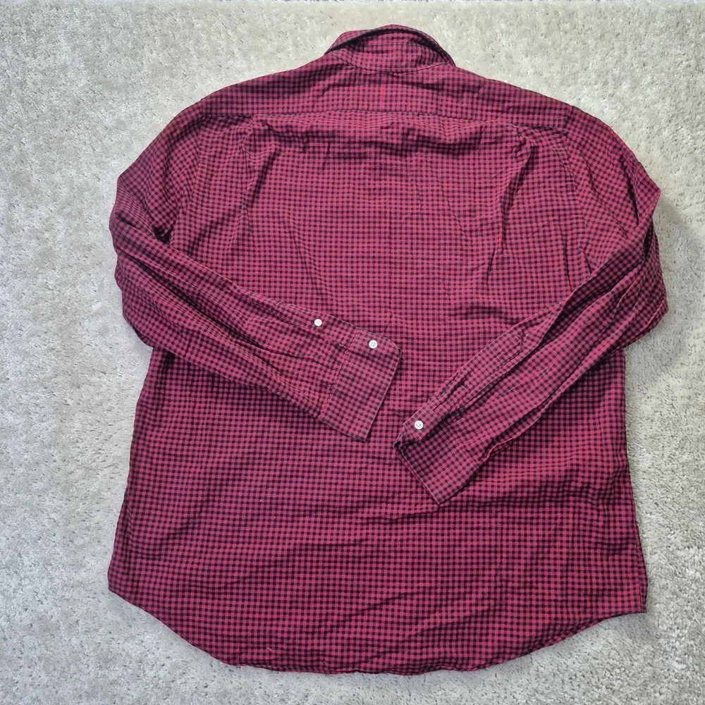 Polo Ralph Lauren Button Up Shirt Mens XL Red Buffalo Check Brushed Cotton Logo